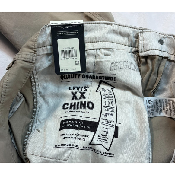 Levi's XX Chino Authentic Relaxed Men's Pants Size 34x32 (0166) - Picture 9 of 9